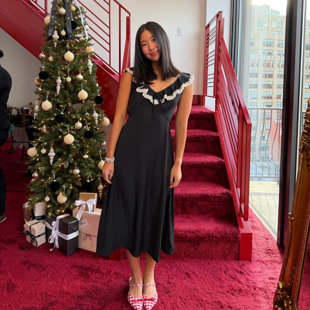 Lace lined midi dress